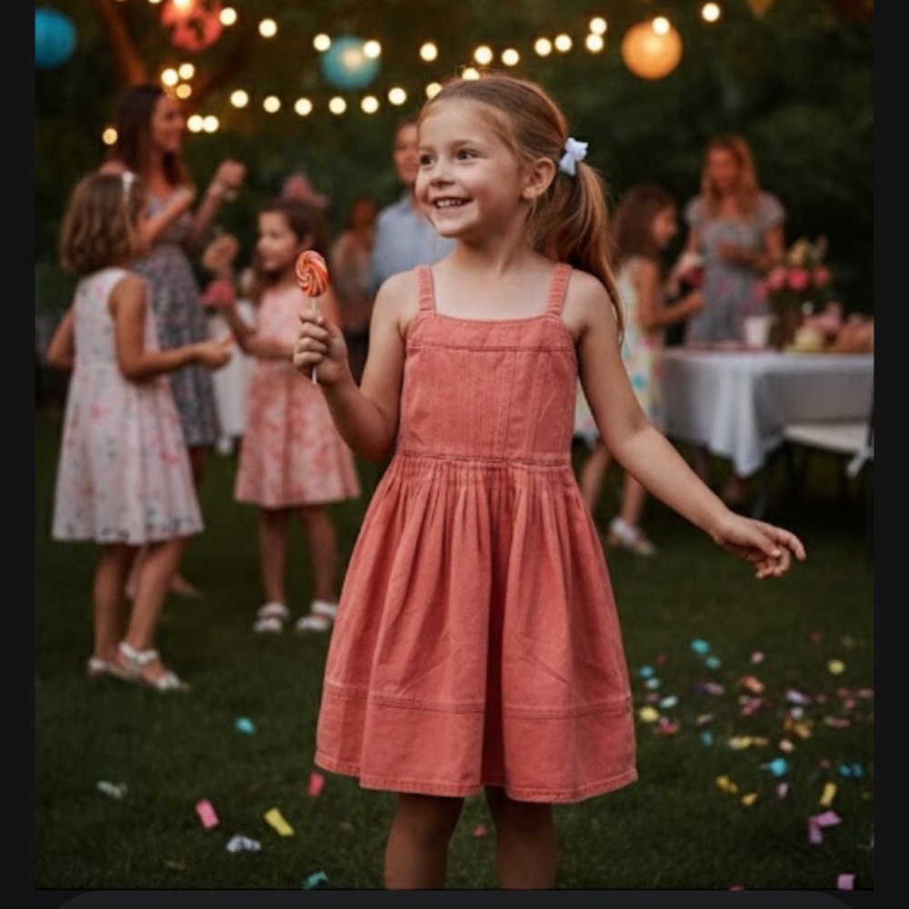 Nomad Kids Dress in Coral
